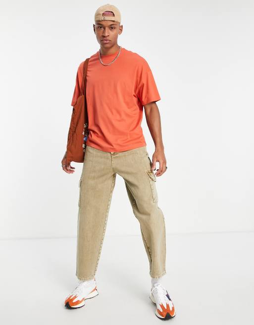 ASOS DESIGN - T-shirt typu oversized z okrągłym dekoltem w pomarańczowym kolorze