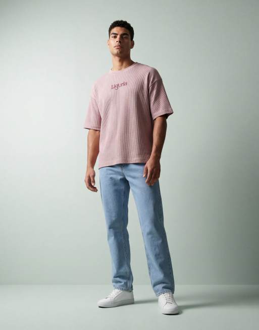 ASOS DESIGN - T-shirt ultra-épais oversize coupe carrée avec imprimé vertical au dos - Rose, 10 de 12