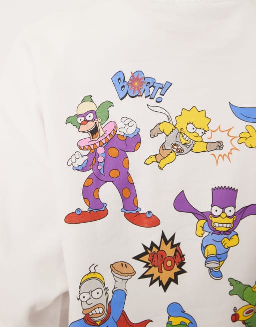 ASOS DESIGN - T-shirt unisex oversize bianca con stampa The Simpsons, 3 di 4