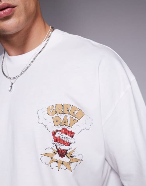 ASOS DESIGN - T-shirt unisex oversize bianca con stampe dei Green Day su licenza, 3 di 4