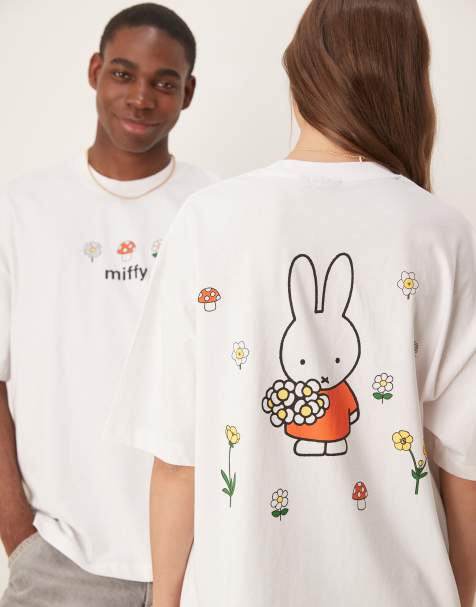 ASOS DESIGN - T-shirt unisex oversize bianca con stampe di Miffy - view 1