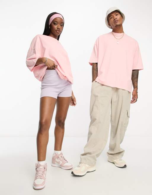ASOS DESIGN - T-shirt unisex oversize lavaggio rosa con grafica stampata sul retro , 2 di 4