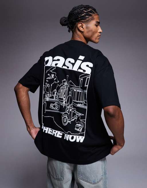 ASOS DESIGN T-shirt unisex oversize nera con stampe degli Oasis