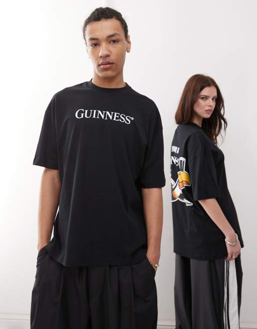 ASOS DESIGN - T-shirt unisex oversize nera con stampe "Guinness" su licenza, 4 di 4