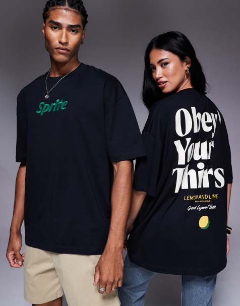 ASOS DESIGN - T-shirt unisex oversize nera con stampe "Sprite" su licenza - view 1