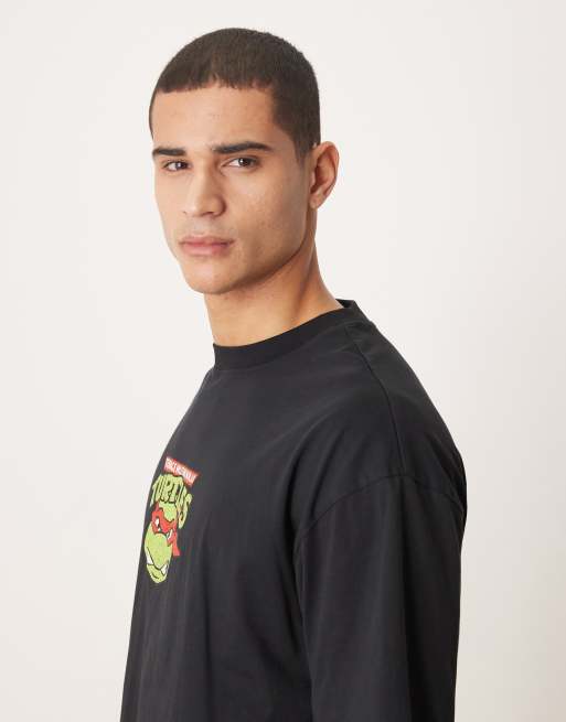 ASOS DESIGN - T-shirt unisex oversize nera con stampe vintage delle Tartarughe Ninja, 5 di 5
