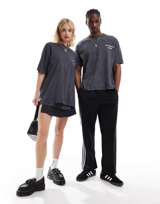 ASOS DESIGN - T-shirt unisex oversize nero slavato con stampa Disney di Topolino e amici, 3 di 4