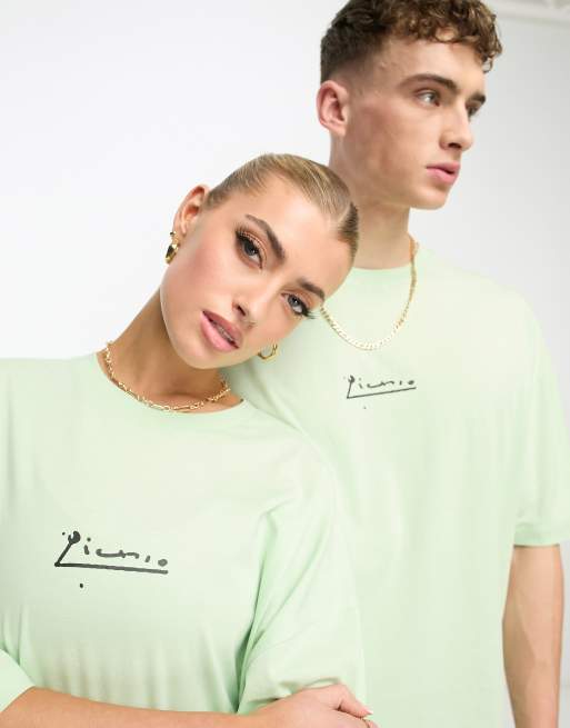 ASOS DESIGN - T-shirt unisex oversize verde chiaro con stampa "Picasso" su licenza, 2 di 4