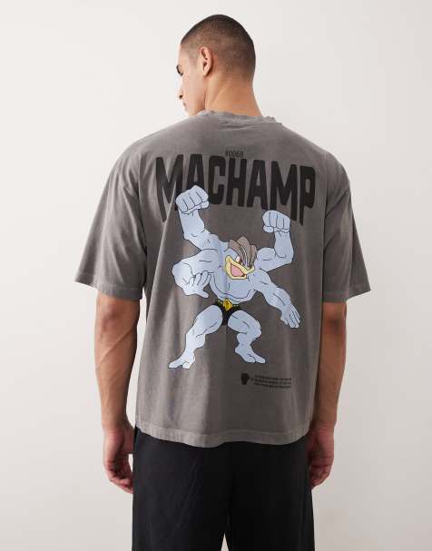 ASOS DESIGN – T-shirt unisex oversize z nadrukiem Pokemona w kolorze spranej czerni - view 1