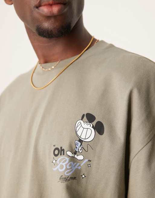 ASOS DESIGN - T-shirt unisexe coupe carrée oversize à imprimés Mickey Mouse Disney - Kaki, 2 de 4