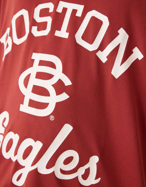ASOS DESIGN - T-shirt unisexe coupe carrée oversize avec imprimés Boston College Eagles - Bordeaux, 3 de 4