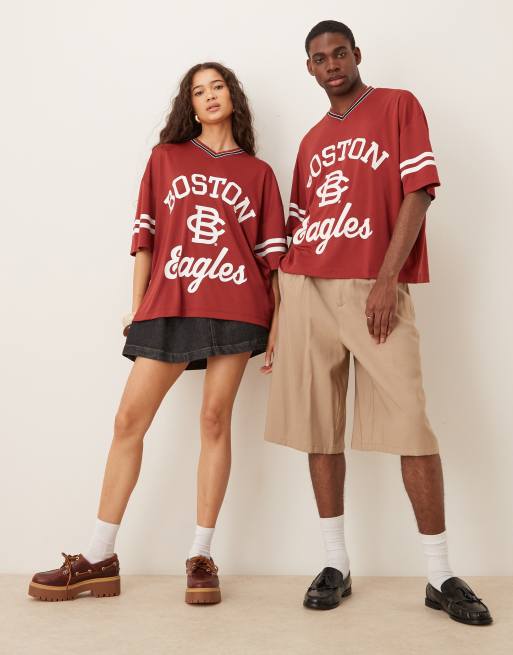 ASOS DESIGN - T-shirt unisexe coupe carrée oversize avec imprimés Boston College Eagles - Bordeaux, 4 de 4