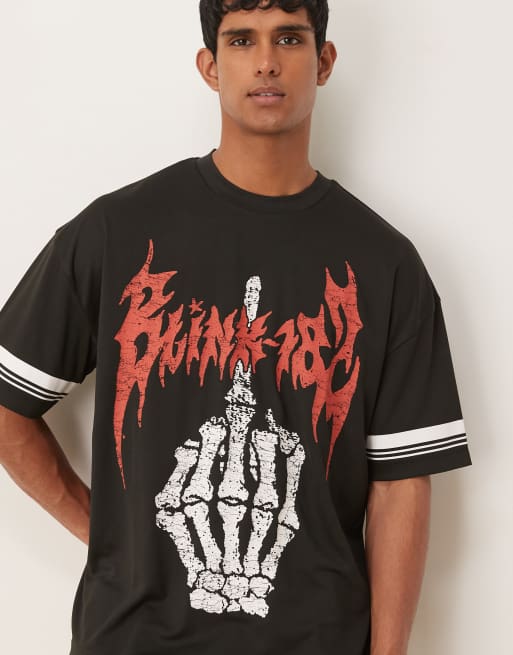 ASOS DESIGN - T-shirt unisexe coupe oversize sportive avec imprimés Blink 182 - Noir, 4 de 4