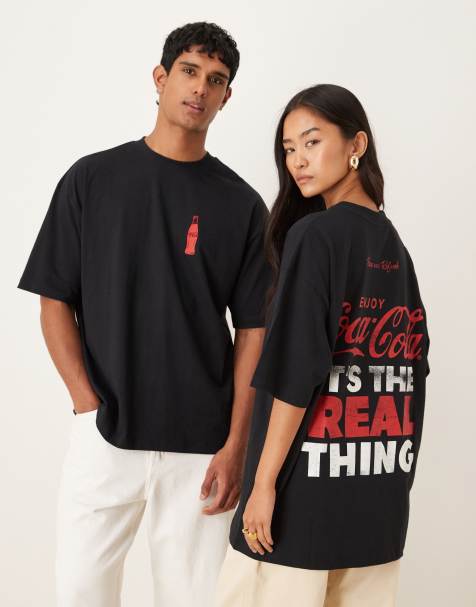 ASOS DESIGN - T-shirt unisexe et oversize à imprimé Coca Cola - Noir - view 1