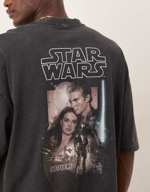 ASOS DESIGN - T-shirt unisexe oversize à imprimé Star Wars Épisode 2 - Noir délavé, 2 de 4