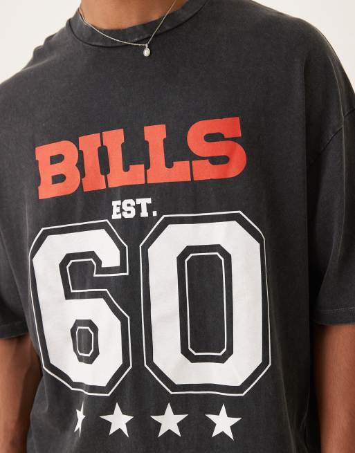 ASOS DESIGN - T-shirt unisexe oversize à imprimés NFL Buffalo Bills - Noir délavé, 2 de 4