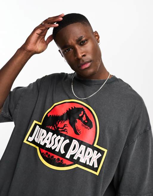 T-shirt Jurassic Park Gris Foncé – Homme – Coton Mélangé – Taille L