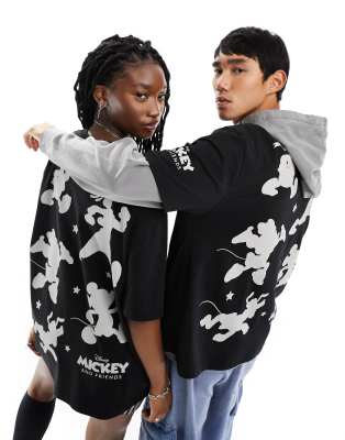 ASOS DESIGN Disney unisex oversized tee in black with Mickey Mouse and friends silhouette prints - ASOS Price Checker