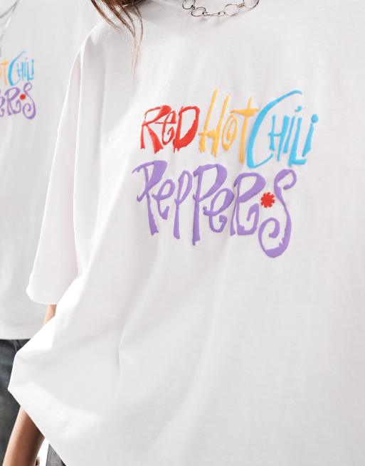 ASOS DESIGN - T-shirt unisexe oversize avec imprimé Red Hot Chili Peppers - Blanc, 3 de 4