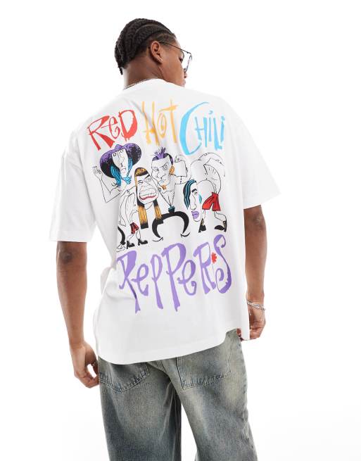 ASOS DESIGN - T-shirt unisexe oversize avec imprimé Red Hot Chili Peppers - Blanc, 4 de 4