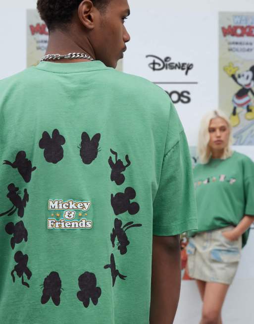 ASOS DESIGN - T-shirt unisexe oversize avec imprimés Disney Mickey et ses amis - Vert délavé, 4 de 4