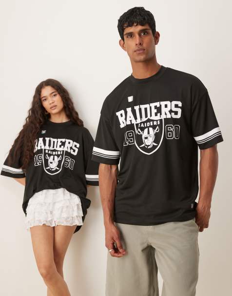 ASOS DESIGN - T-shirt unisexe oversize avec imprimés NFL Raiders sportifs - Noir - view 1