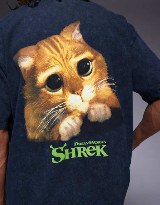 ASOS DESIGN - T-shirt unisexe oversize avec imprimés Shrek le Chat Potté - Noir délavé, 2 de 4