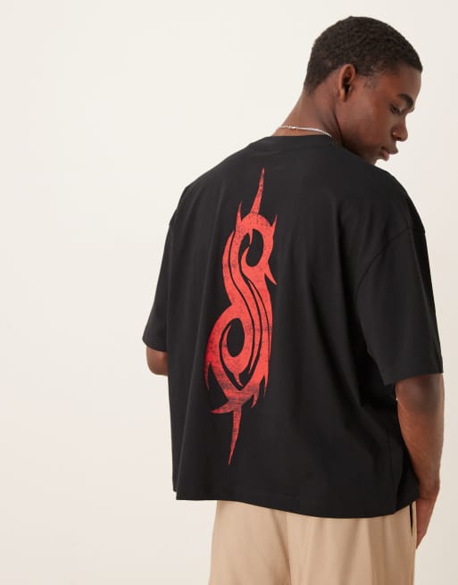 ASOS DESIGN - T-shirt unisexe oversize coupe carrée avec imprimés Slipknot - Noir, 3 de 4