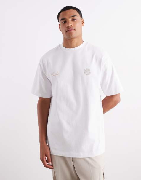 ASOS DESIGN - T-shirt van 240gsm zware stof met print op de borst in wit - view 1