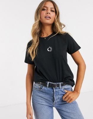 ASOS DESIGN - T-shirt van biologisch katoen met getekende halve maan-Zwart
