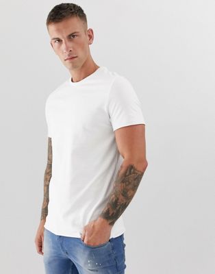 ASOS DESIGN - T-shirt van dik biologisch katoen met ronde hals en onafgewerkte rand in wit