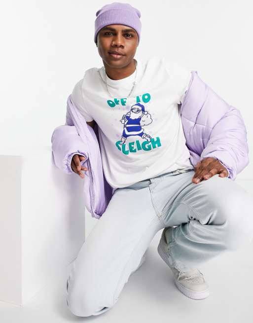 ASOS DESIGN - T-shirt van katoen in wit met Kerstmis-print - WHITE