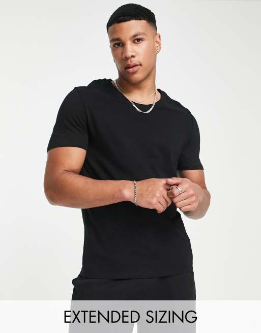 ASOS DESIGN - T-shirt van katoenmix met ronde hals - BLACK