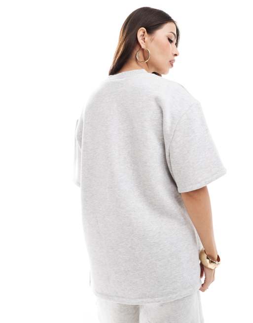 ASOS DESIGN - T-shirt van sweatstof in gemêleerd grijs, deel van co-ord set, 2 van 4