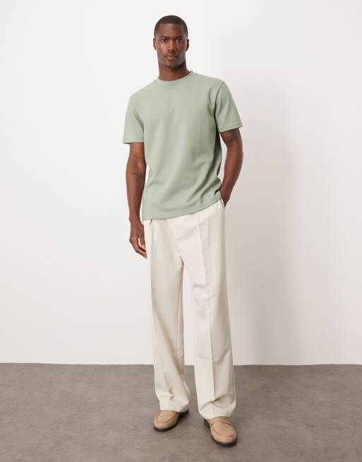 ASOS DESIGN - T-shirt van zachte zware stof in saliegroen , 2 van 5