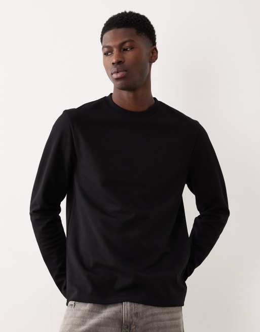 ASOS DESIGN - T-shirt van zware breatheMAX katoenmix met lange mouwen in zwart