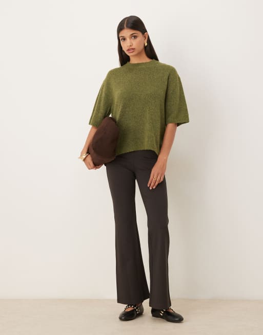 ASOS DESIGN - T-shirt verde oliva comoda in maglia di lana e alpaca, 4 di 4