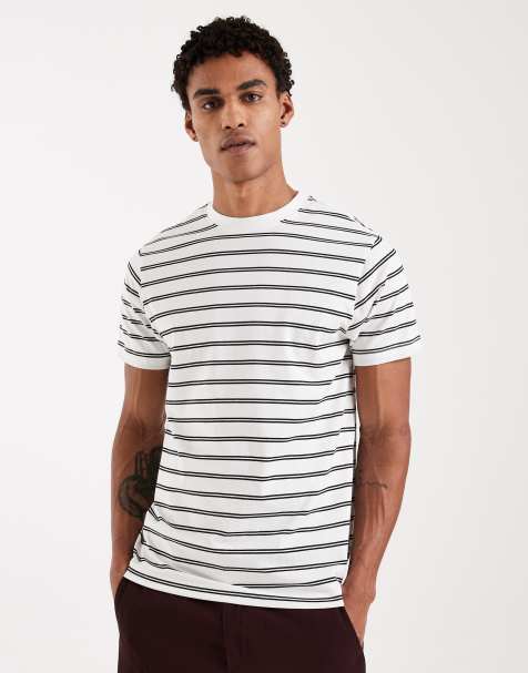 ASOS DESIGN - T-shirt vestibilità classica bianco sporco e nero a righe - view 1