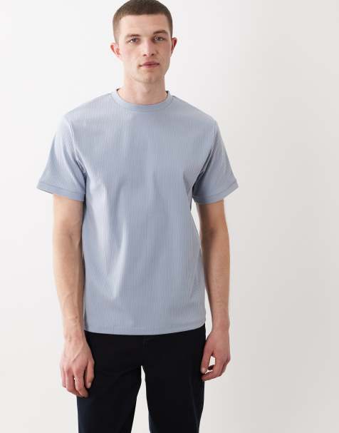 ASOS DESIGN - T-shirt vestibilità classica blu a coste larghe - view 1