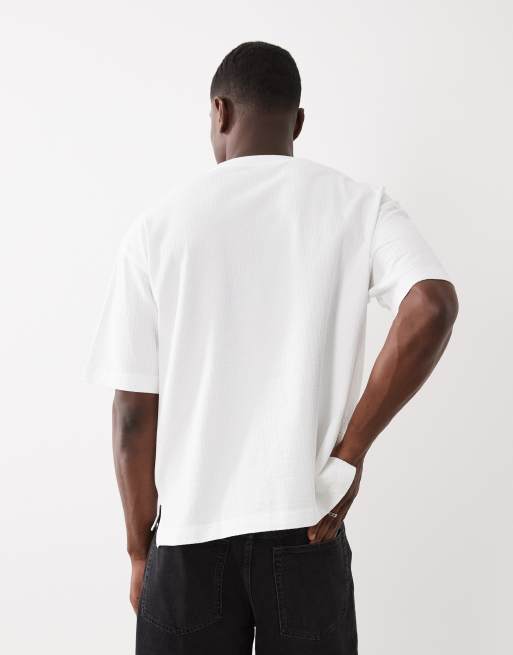ASOS DESIGN - T-shirt vestibilità classica in seersucker bianco, 4 di 5