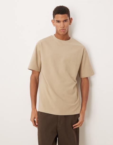 ASOS DESIGN - T-shirt vestibilità comoda in bouclé beige - view 1