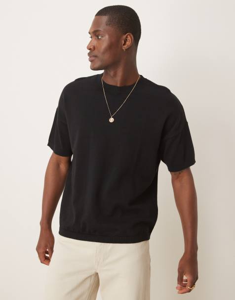 ASOS DESIGN - T-Shirt vestibilità comoda in maglia di cotone di media pesantezza nera - view 1