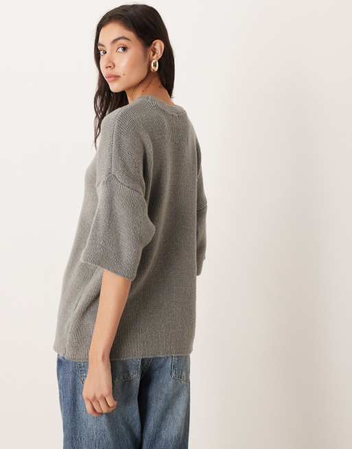 ASOS DESIGN - T-shirt vestibilità comoda in maglia grigia, 4 di 4