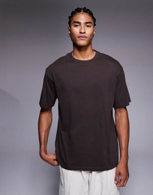 ASOS DESIGN - T-shirt vestibilità comoda marrone scuro con grafica Seul, 3 di 5