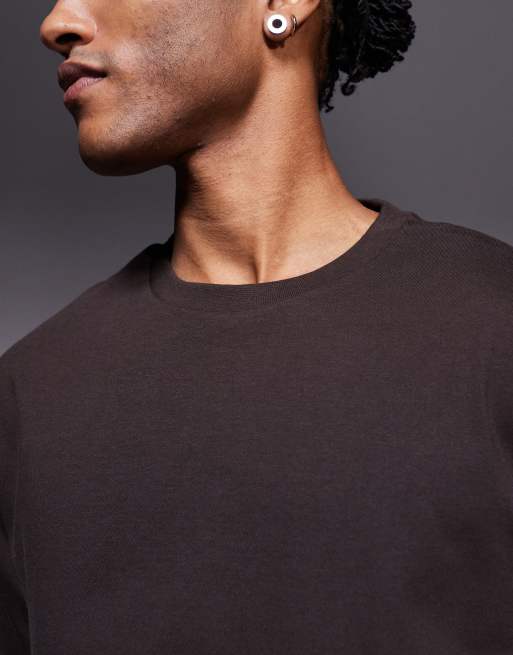 ASOS DESIGN - T-shirt vestibilità comoda marrone scuro con grafica Seul, 5 di 5