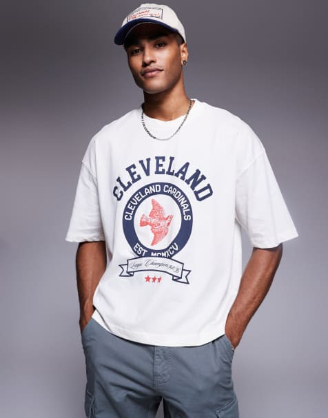 ASOS DESIGN – T-shirt w kolorze złamanej bieli o pudełkowym kroju oversize z grafiką uczelnianą - view 1