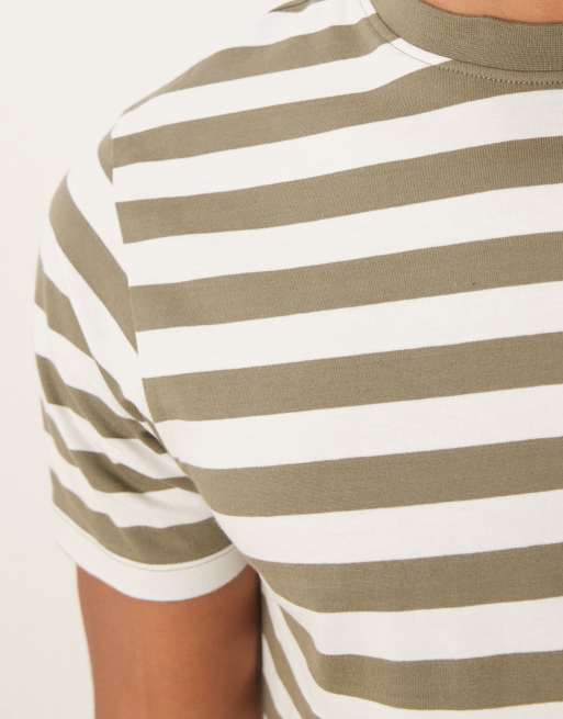ASOS DESIGN – T-shirt w paski w kolorze oliwkowym i ecru, 5 z 5