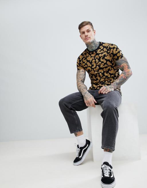 ASOS Oversized T-shirt With Baroque Back Print in Black for Men