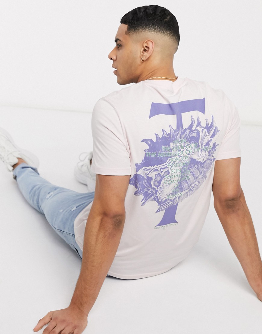 ASOS DESIGN t-shirt with back floral and text print in pink