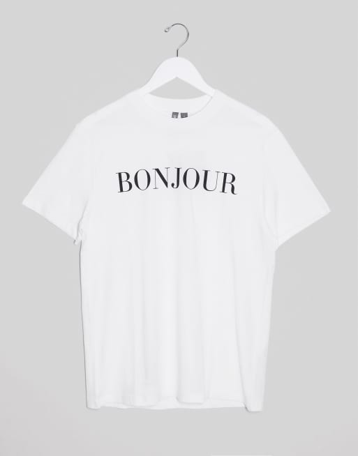 ASOS DESIGN t shirt with bonjour print